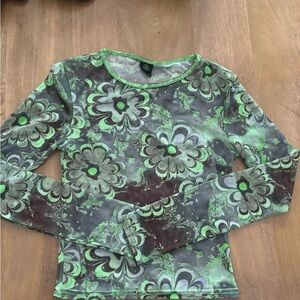 Urban Outfitters Green Mesh Detail Top